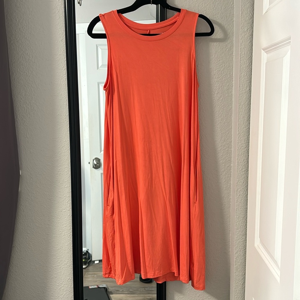 Peach tank dress with pockets!